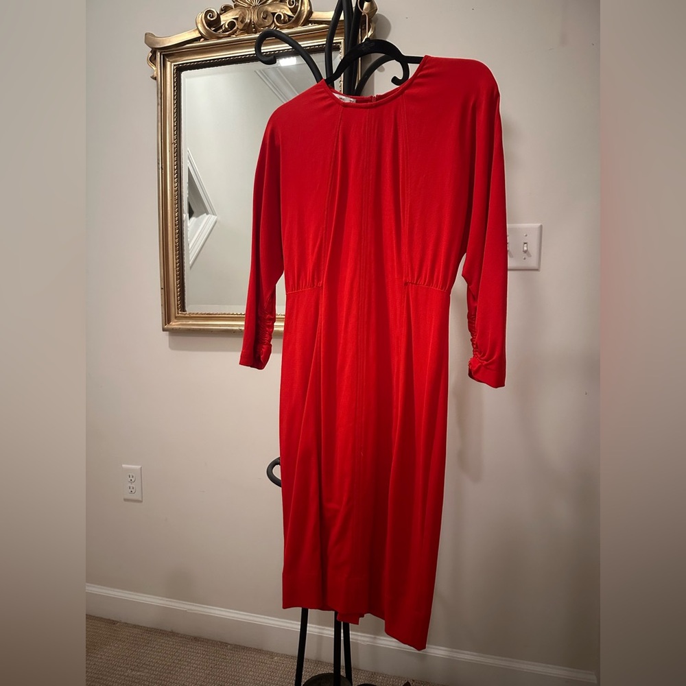 MNG SUIT Red Long Sleeve Midi Dress